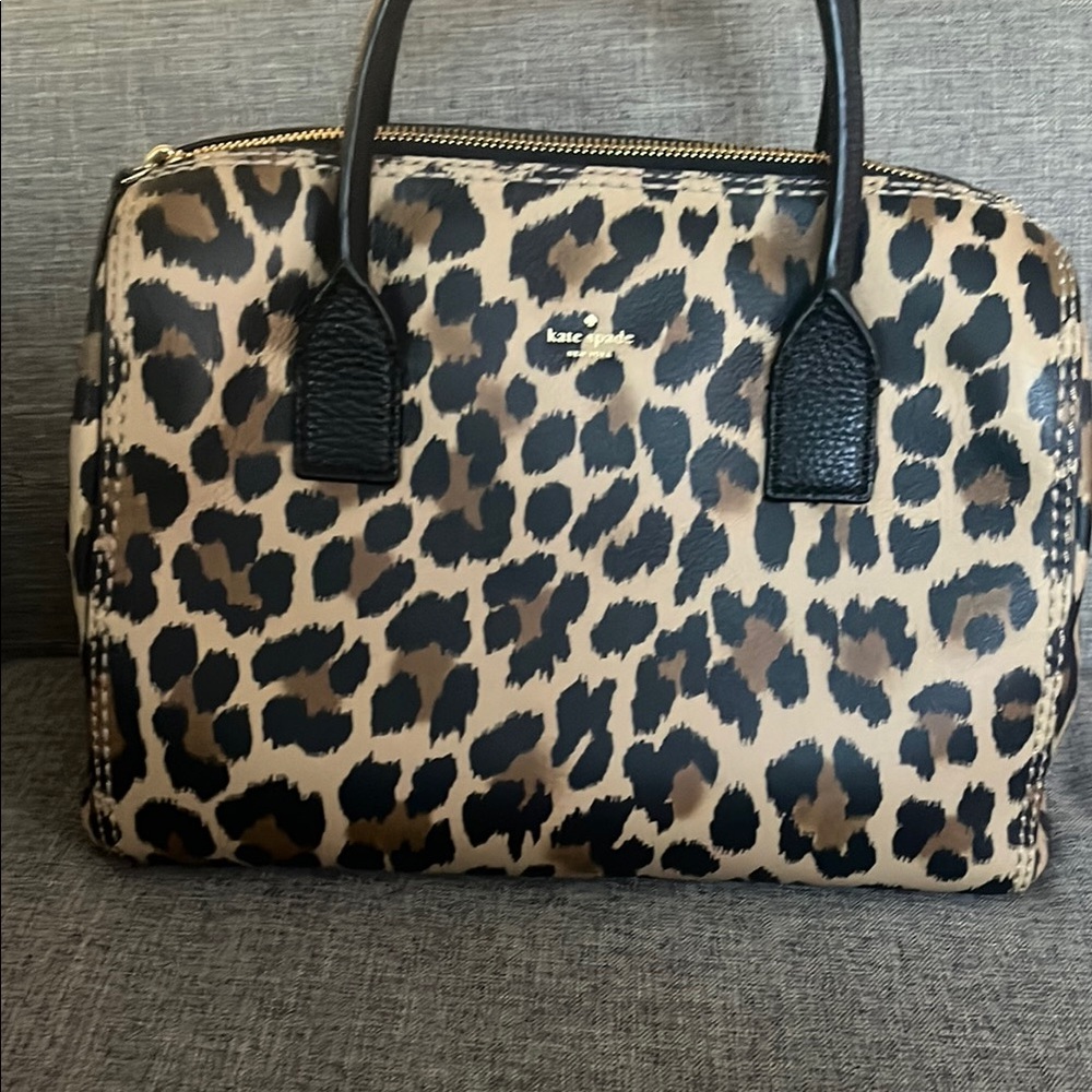 Kate Spade Brown and Black Satchel with Leopard Print